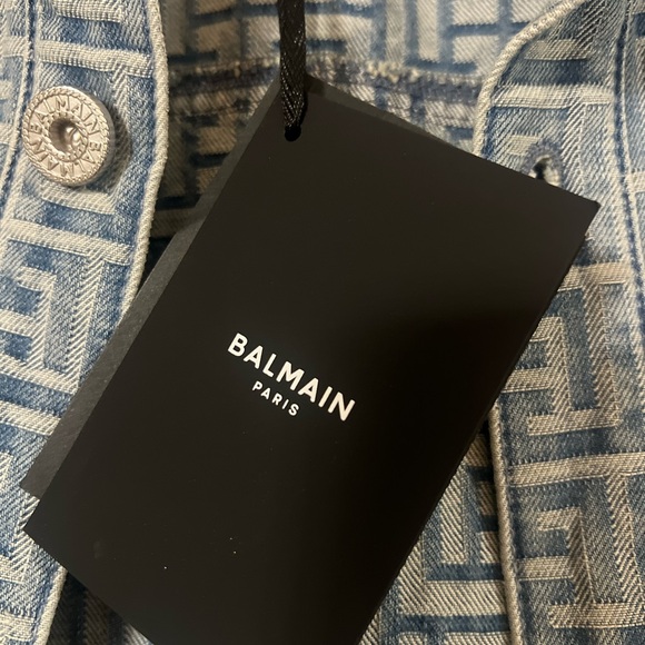 SOLD ‼️‼️‼️‼️BALMAIN MENS DENIM MONOGRAM LONG SLEEVE SHIRT 👕 - Picture 2 of 3